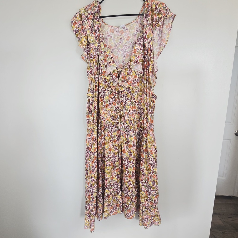 Old Navy Waist-Defined Flutter-Short‎ Sleeve Floral Mini Dress Pullover 3X.E176 - Picture 2 of 14